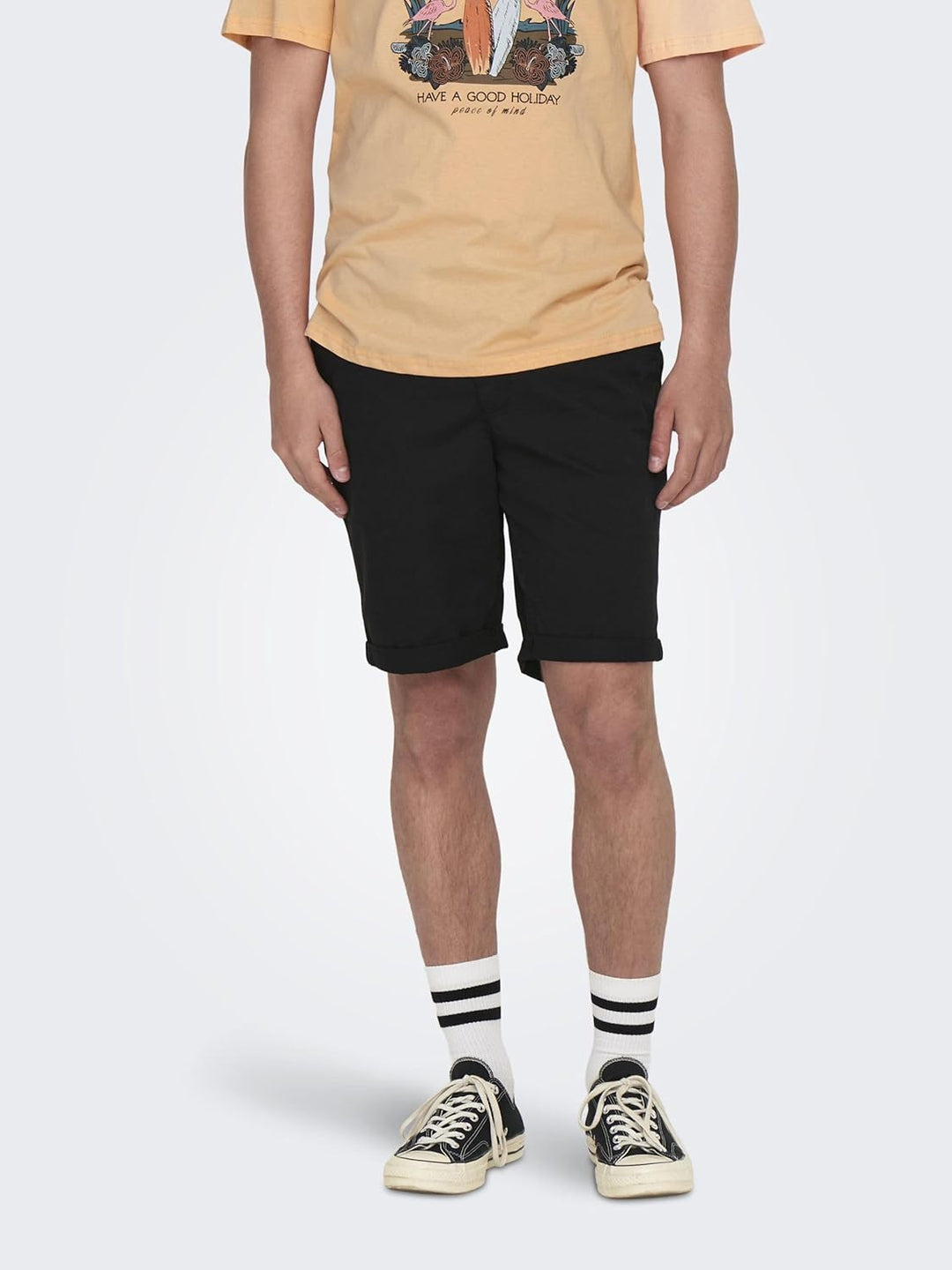 ONLY & SONS Male Chino Shorts ONSPETER Normal geschnitten Shorts M Schwarz, M Schwarz