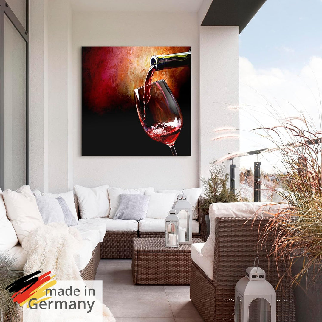 Artland Wandbild Alu für Innen & Outdoor Metall Bild 50x50 cm Rotwein Italien Mediterran Getränke We