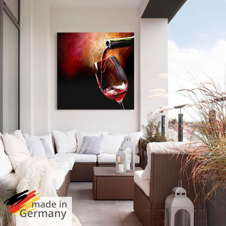 Artland Wandbild Alu für Innen & Outdoor Metall Bild 50x50 cm Rotwein Italien Mediterran Getränke We