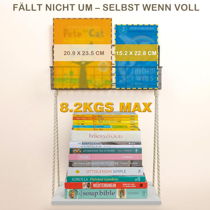 PUERSI 6er-Set Bücherregal Kinder Wand, Metall Wandregal Bücher, Hängend Regal für Kinderzimmer Aufb
