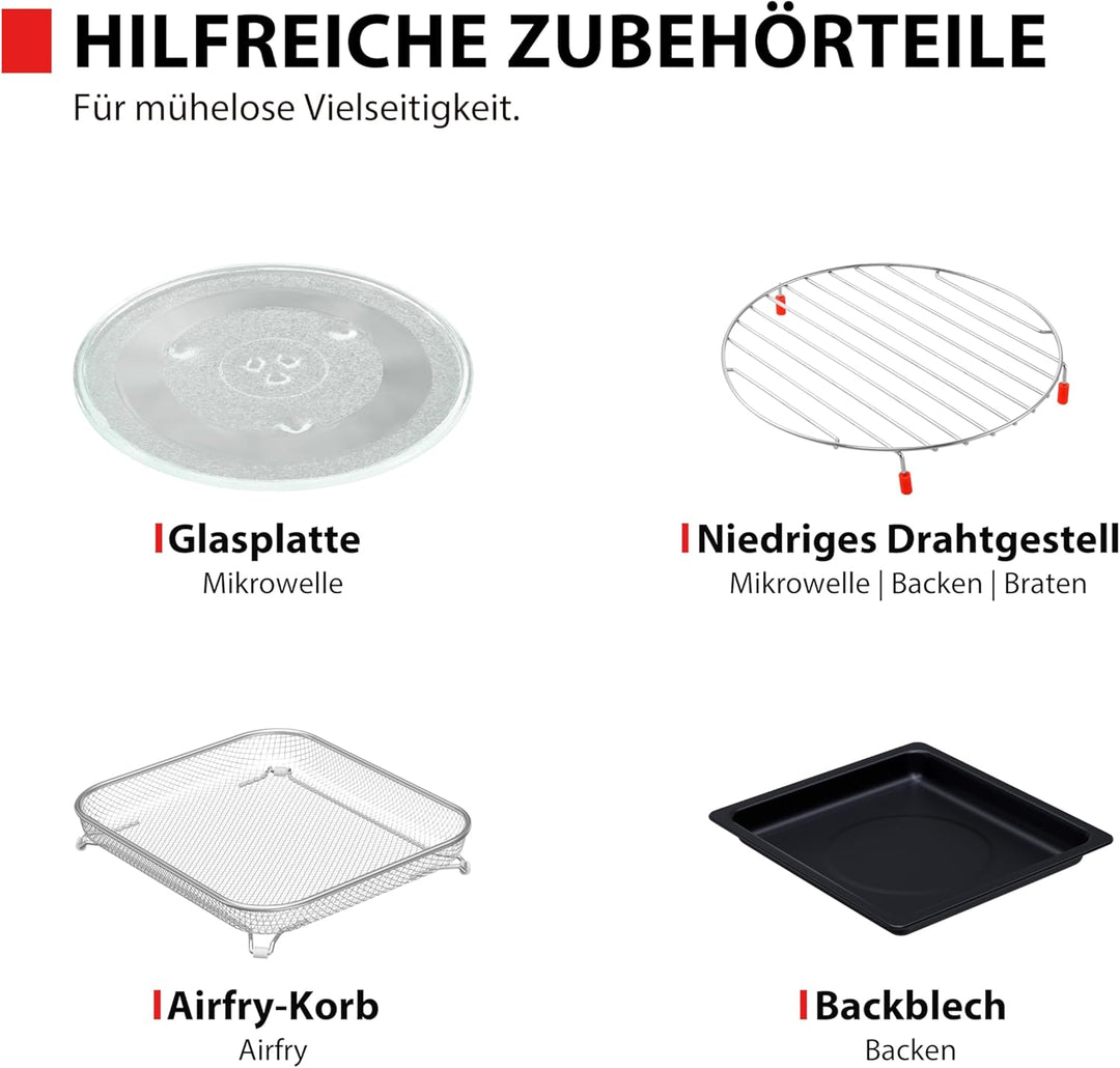Toshiba MW3-EG23PE(BK) Multifunktionale Mikrowelle mit Grill, 23 Liter, 11 Leistungsstufen|Kombinati