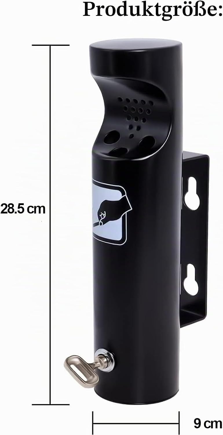 Aschenbecher Wand Runde aus Edelstahl für Restaurants Büros und Hotels mit Schloss von Poweka (Schwa