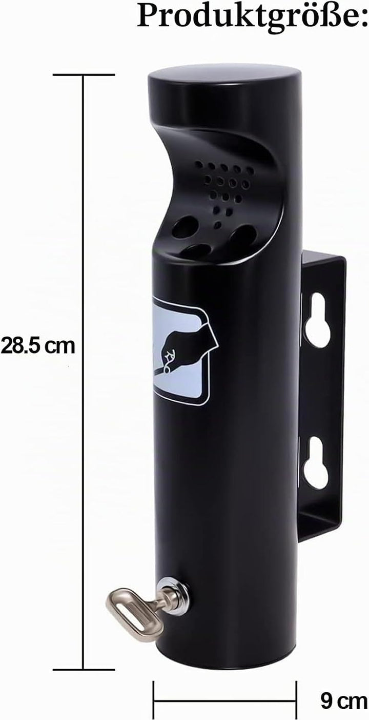 Aschenbecher Wand Runde aus Edelstahl für Restaurants Büros und Hotels mit Schloss von Poweka (Schwa