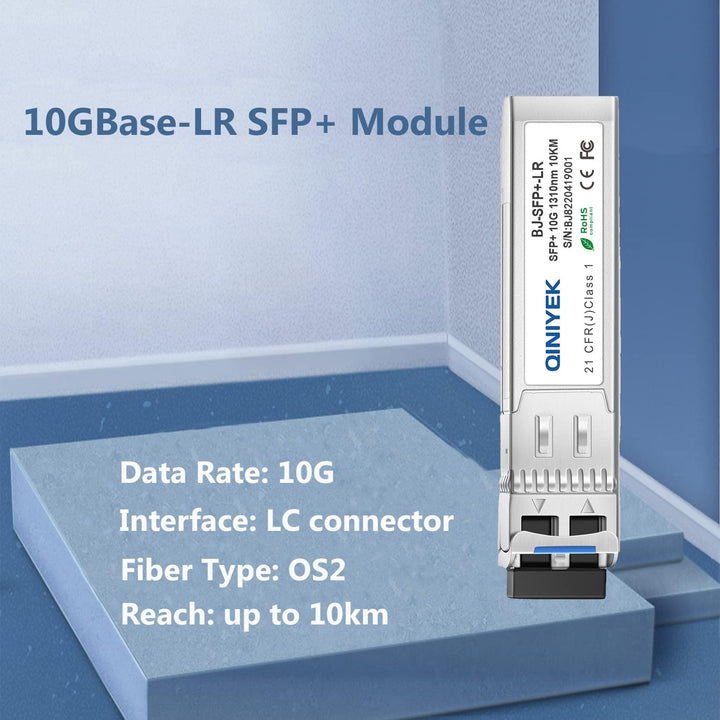 [2 Stück] QINIYEK 10GBase-LR SFP+ Transceiver, 10G Singlemode SFP+ LC-Modul für Cisco SFP-10G-LR, Ub