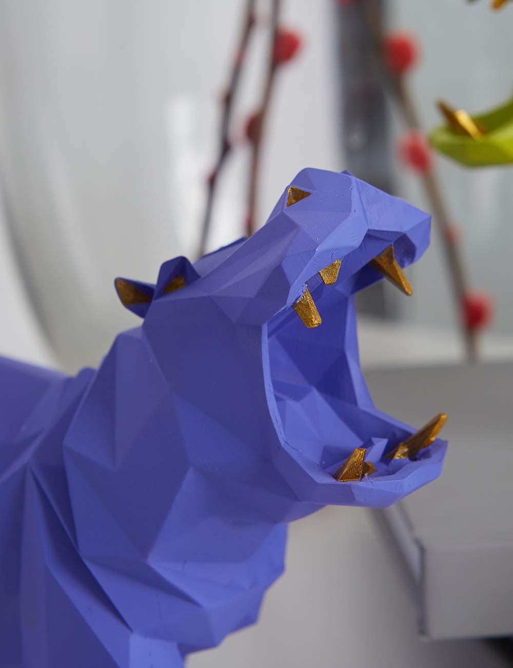Amoy-Art Nilpferd Skulptur Arts Modern Dekor Statue Wohnzimmer Kunst Polyresin Violett Geschenk 18cm