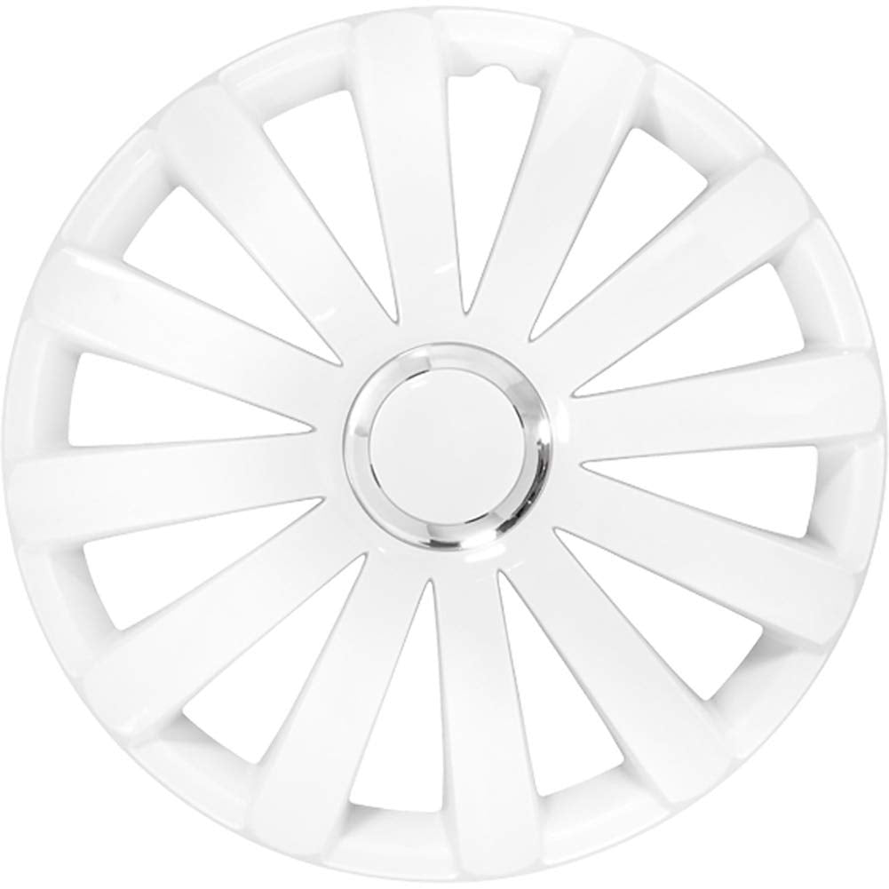 AUTO-STYLE Satz Radzierblenden Spyder 16-Zoll Weiss + Chrom Ringe 16-inch Weiss + Chrom Ringe, 16-in