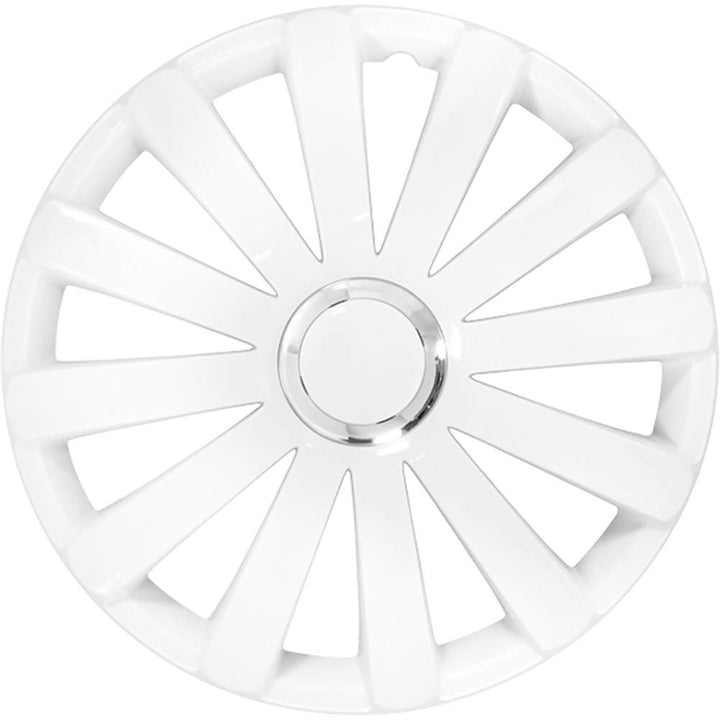 AUTO-STYLE Satz Radzierblenden Spyder 16-Zoll Weiss + Chrom Ringe 16-inch Weiss + Chrom Ringe, 16-in