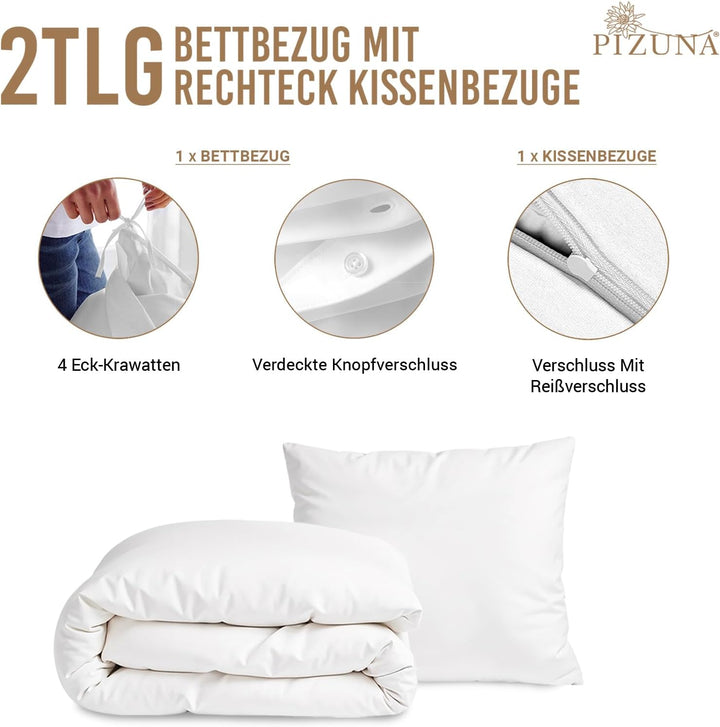 Pizuna 800 Fadenzahl aus Baumwolle Bettwäsche Weiss, 100% Langstaple Baumwolle Bettbezug und Kissenb