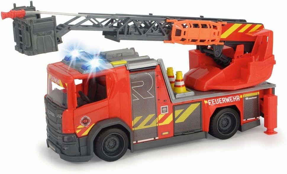 Dickie 203716017038 Scania Rosenbauer SOS Fire Rescue Licht und Sound 35 cm, 3 Jahre