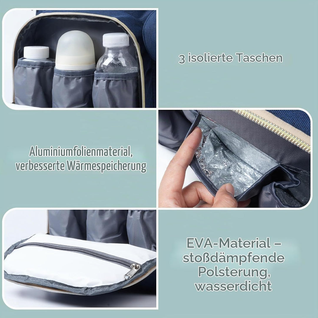 Wickeltasche Rucksack，Wickelrucksack Gross，Multifunktional Diaper Bag mit Mobiler Wickelauflage，Wass