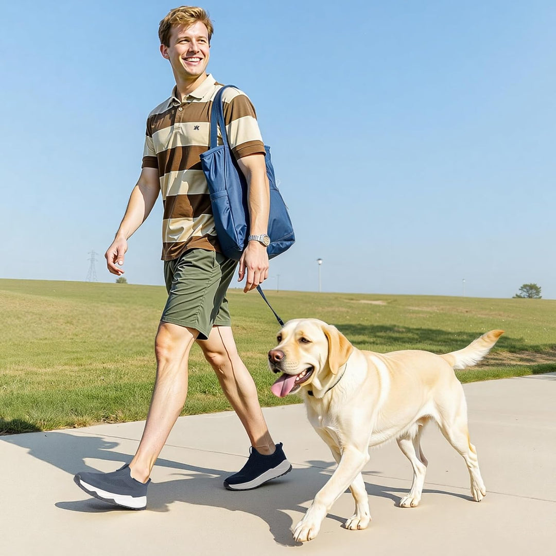 Sosenfer Walkingschuhe Herren Extra Weit Slip On Sneaker rutschfeste Sportschuhe Atmungsaktive Ohne