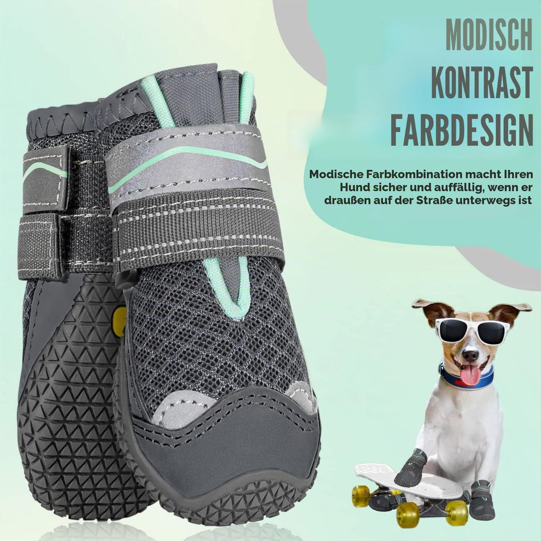 SlowTon Hundeschuhe Pfotenschutz, 2 Stück atmungsaktive Hunde Schuhe Outdoor mit Rutschfester Sohle,