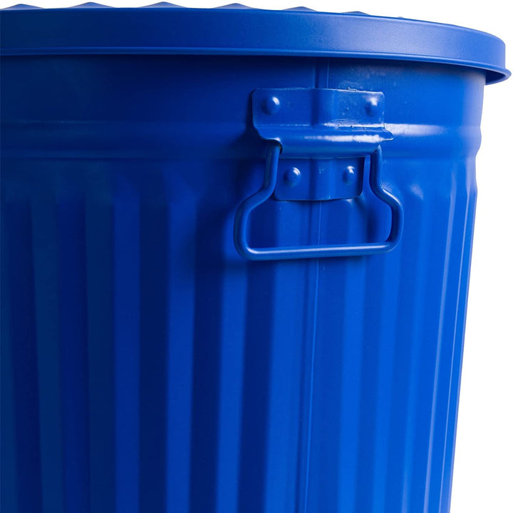 Jinfa 3 Sets Retrodesign Mülleimer mit Deckel | Blau | Ø 21,5 cm, Höhe 21,5 cm, 7 Liter 3 Stück - 7