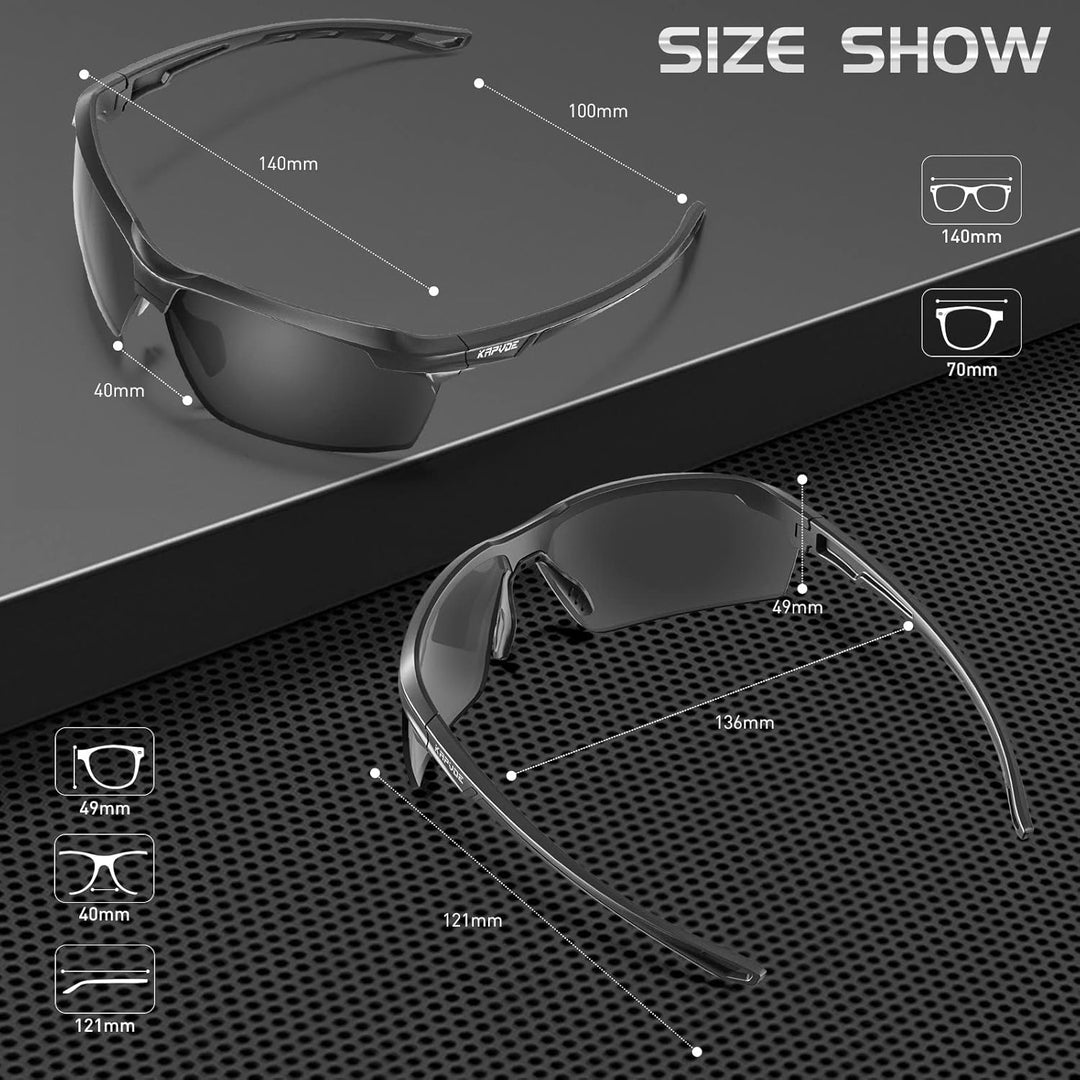 KAPVOE Fahrradbrille Polarisiert Sonnenbrille Sportbrille MTB Brille Radbrille Herren Damen Rennrad