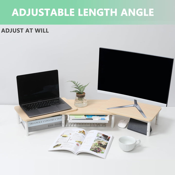 ETHU Dual-Monitor-Ständer, Doppelmonitor-Riser für Länge und Winkel Verstellbarer Desktop-Monitor-Re