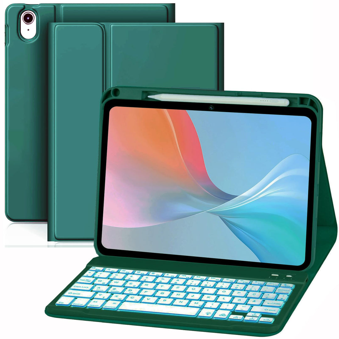 Hülle Tastatur für iPad (A16) 11./10. Generation (2025/2022), (11/10.9 Zoll) - QWERTZ, 7 Farben Bele