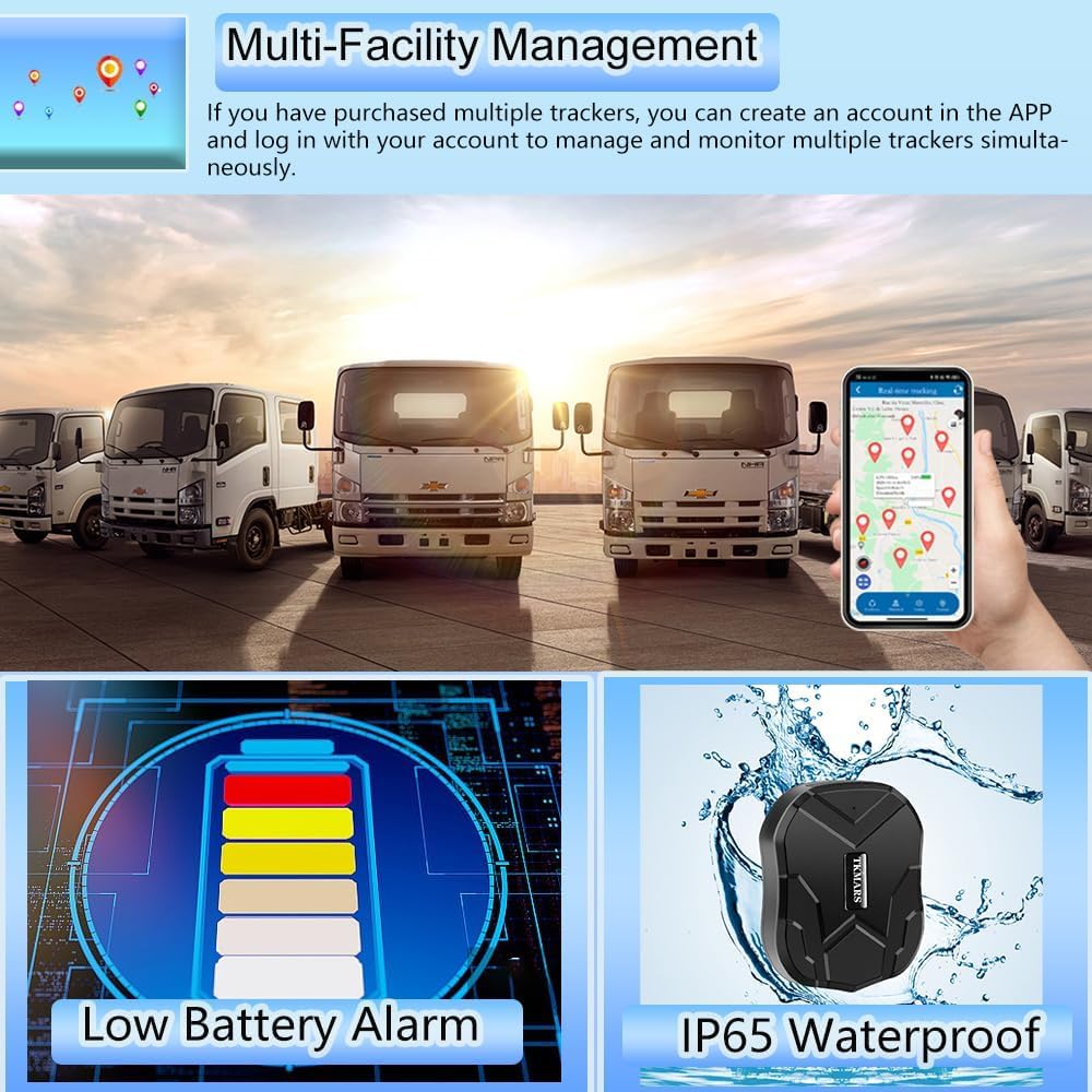 TKMARS 4G GPS Ortungsgerät für Auto ohne ABO, mit 20000-mAh Akku, Langer Standby-Zeit, magnetischem,