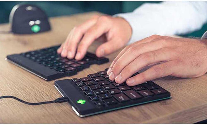 R-Go Split Tastatur, Ergonomische Design mit Geteilte Tastenfeld und Integrierter Pausenanzeige, QWE