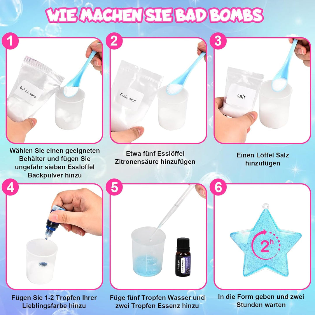 Charmofun Badebomben Kinder, DIY Badebomben Geschenk Set, Badekugeln Kinder mit Überraschung, Handge