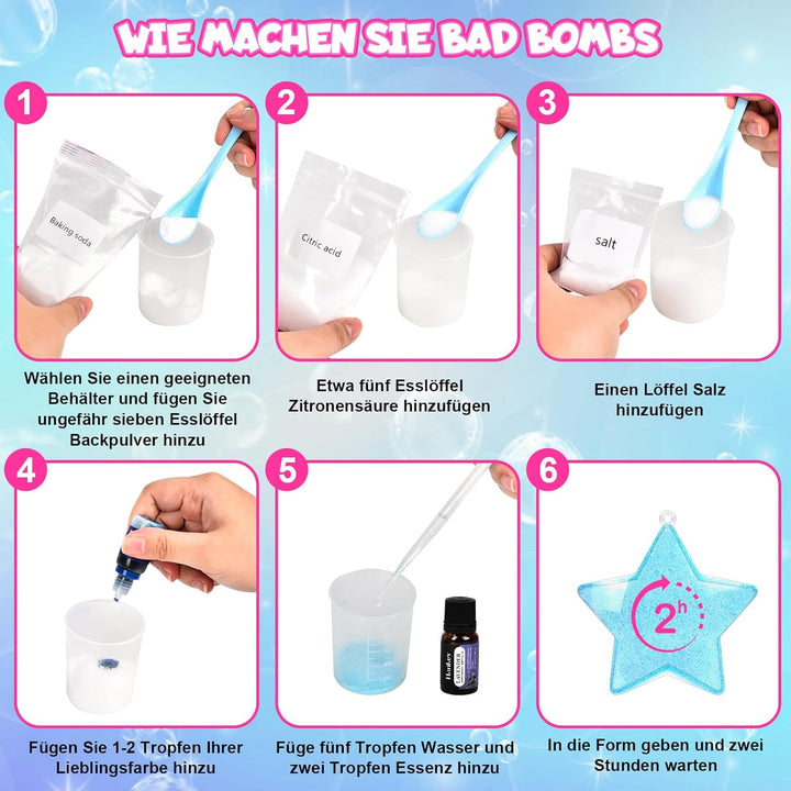 Charmofun Badebomben Kinder, DIY Badebomben Geschenk Set, Badekugeln Kinder mit Überraschung, Handge
