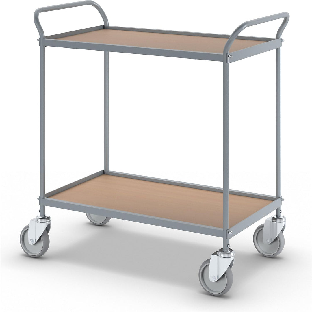 eurokraft | Servierwagen | Etagenhöhe 590 mm | 2 Etagen | mit 4 Lenkrollen | Rad-Ø 125 mm mit 4 Lenk