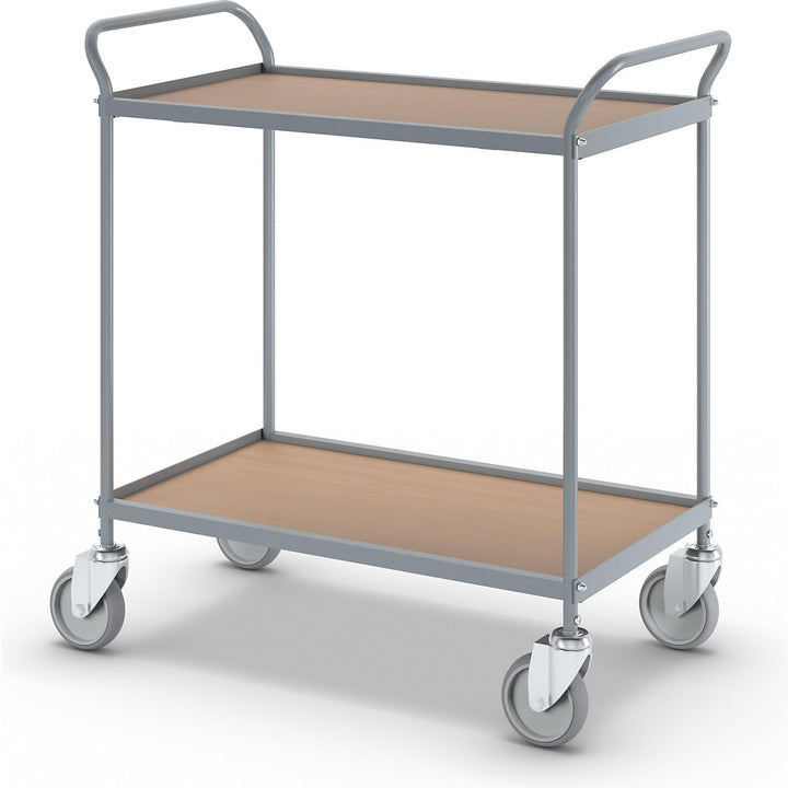 eurokraft | Servierwagen | Etagenhöhe 590 mm | 2 Etagen | mit 4 Lenkrollen | Rad-Ø 125 mm mit 4 Lenk