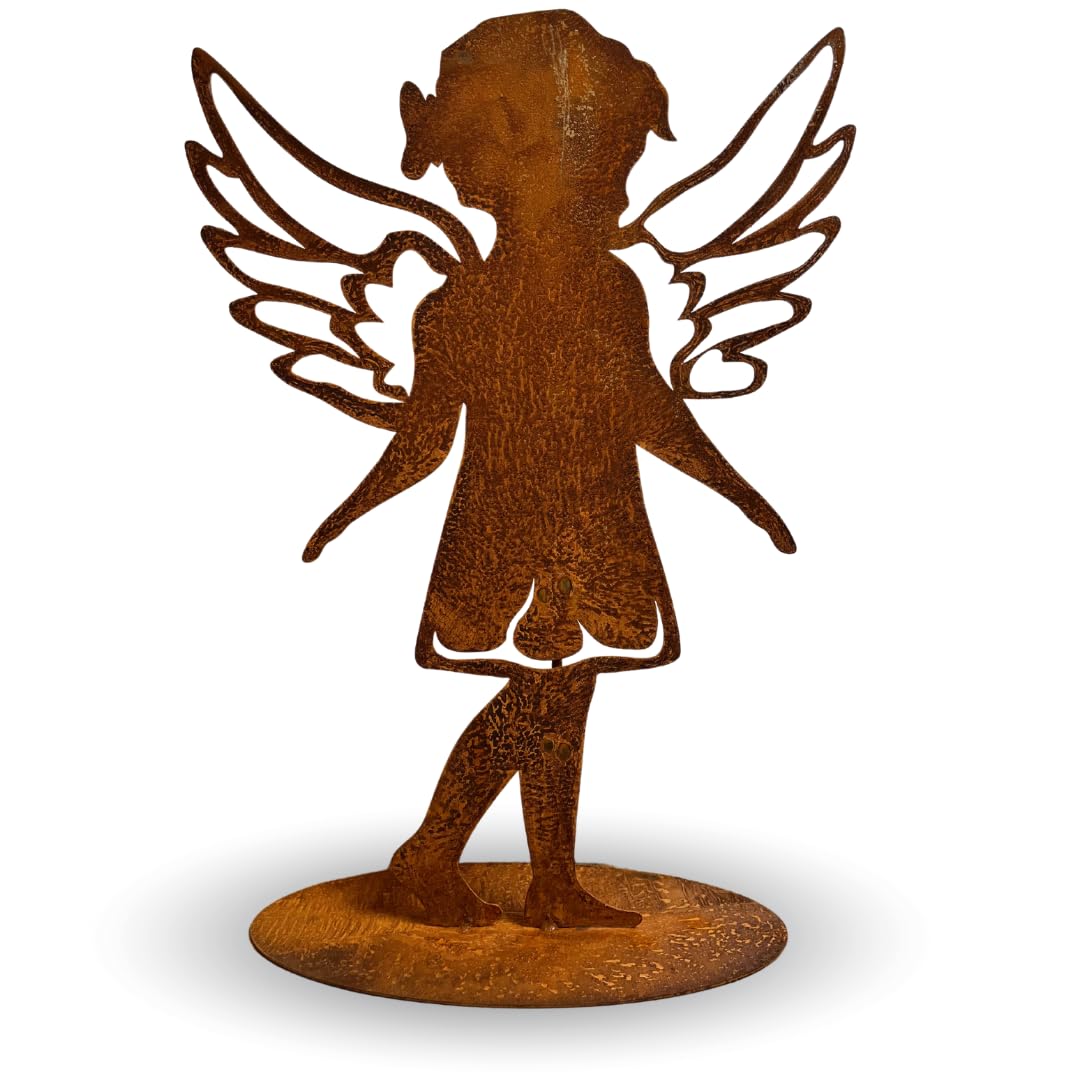 Terma Gartenfiguren rost Weihnachts Engel 50 cm Grabdeko Metall Stahl Rost Edelrost Gartendeko Weihn