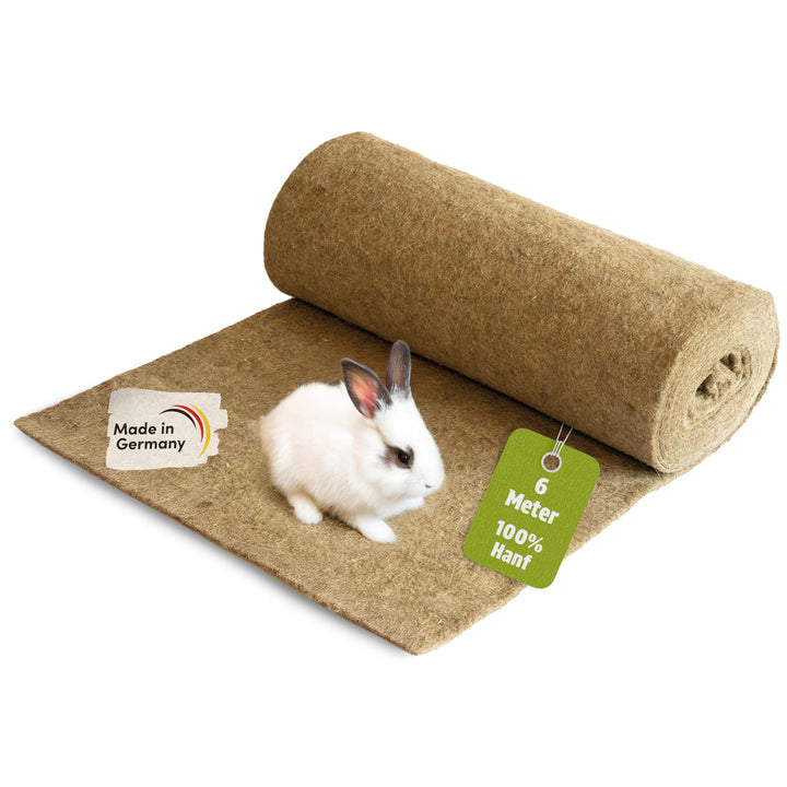 Hanfmatte auf 6 Meter Rolle x 50 cm breite | 5 mm Dicker Nagerteppich aus 100% Hanf | kompostierbare
