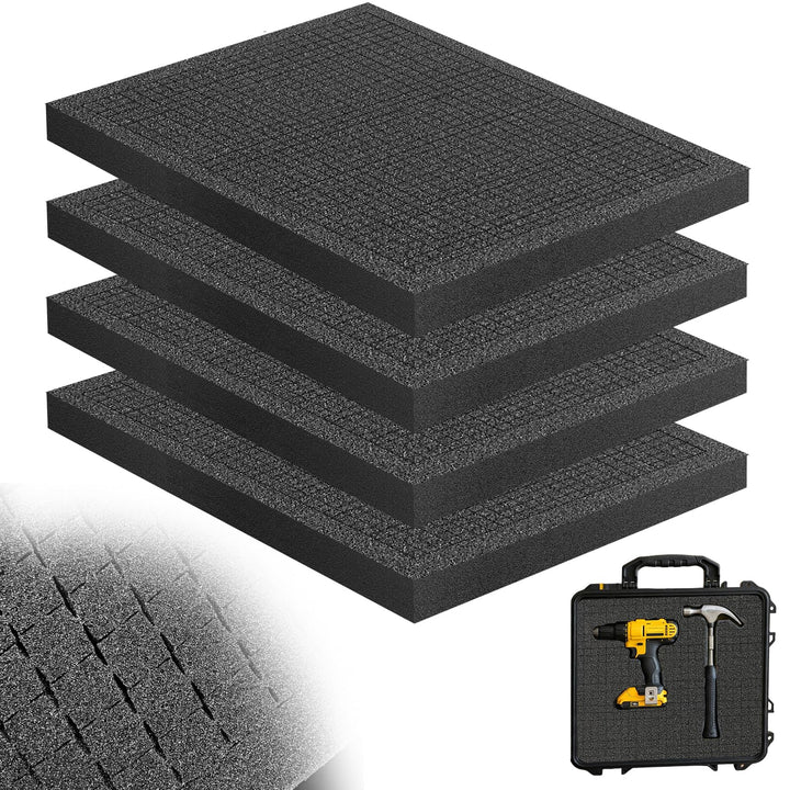 2 Stück Rasterschaumstoff Würfelschaum,40 x 30 x 2.5cm Schaumstoff Zuschnitt,Schaumstoffplatte Schwa