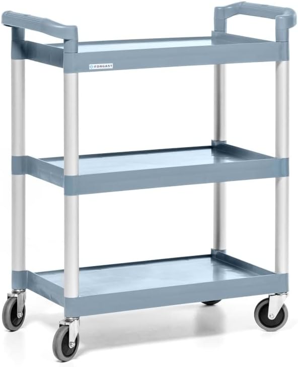 Edelstahl Servierwagen | 3 Regale, Böden | 80x42x95cm | Transportwagen |Küchenwagen auf Rollen | Sta