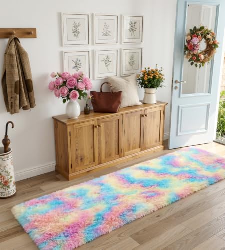MARATIP Plüsch Teppich,Flauschiger Teppich Rund,grosse Grösse modernes Wohnzimmer,Kinder Mädchen,wei