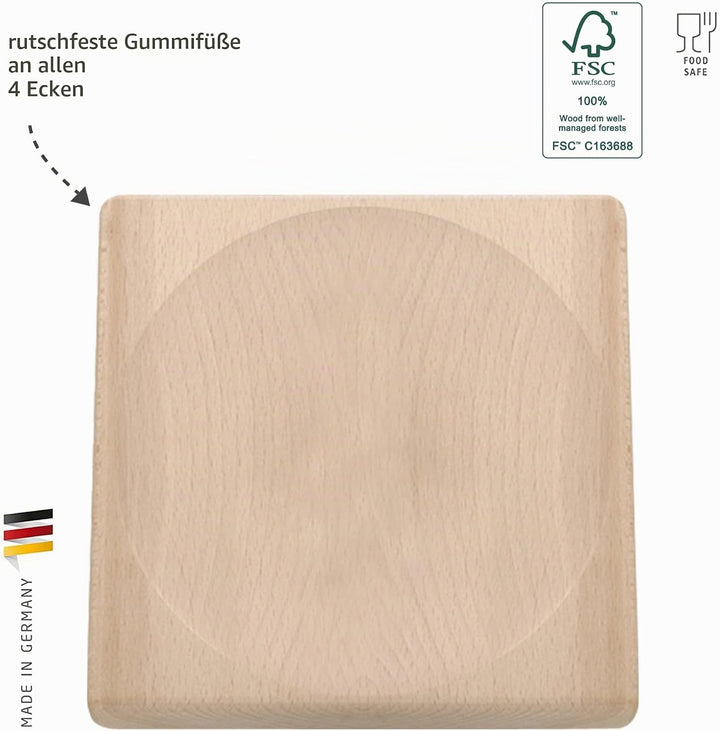 triangle 50 805 20 00 Schneidbrett für Wiegemesser 20x20 cm aus Buche Made in Germany praktisch Kräu