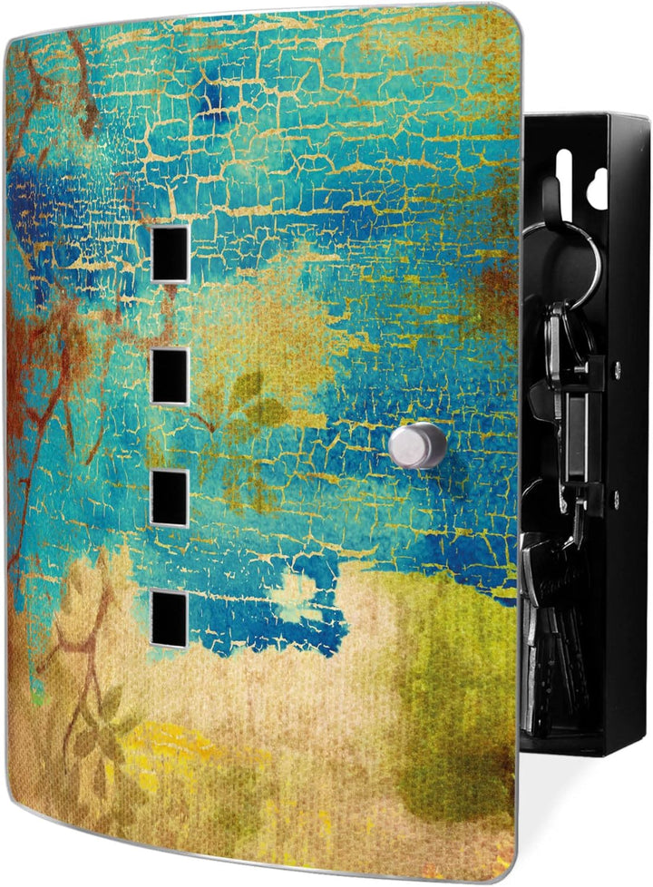 banjado® Design Schlüsselkasten aus Edelstahl mit Motiv Patina für 10 Schlüssel - Schlüsselschrank z
