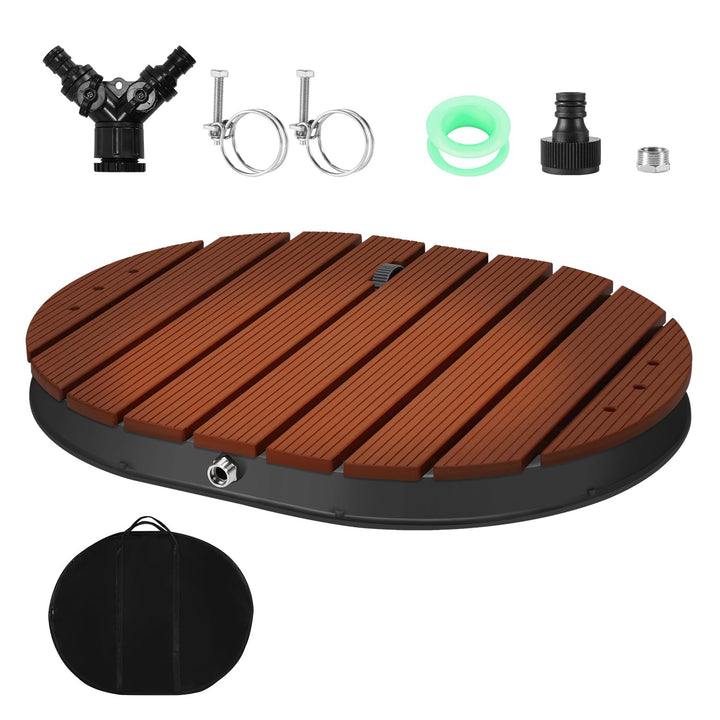 Bodendusche Aussendusche, Pooldusche aus WPC, Gartendusche mit 22 Kupferdüsen, Bis 4m Fontänenhöhe,