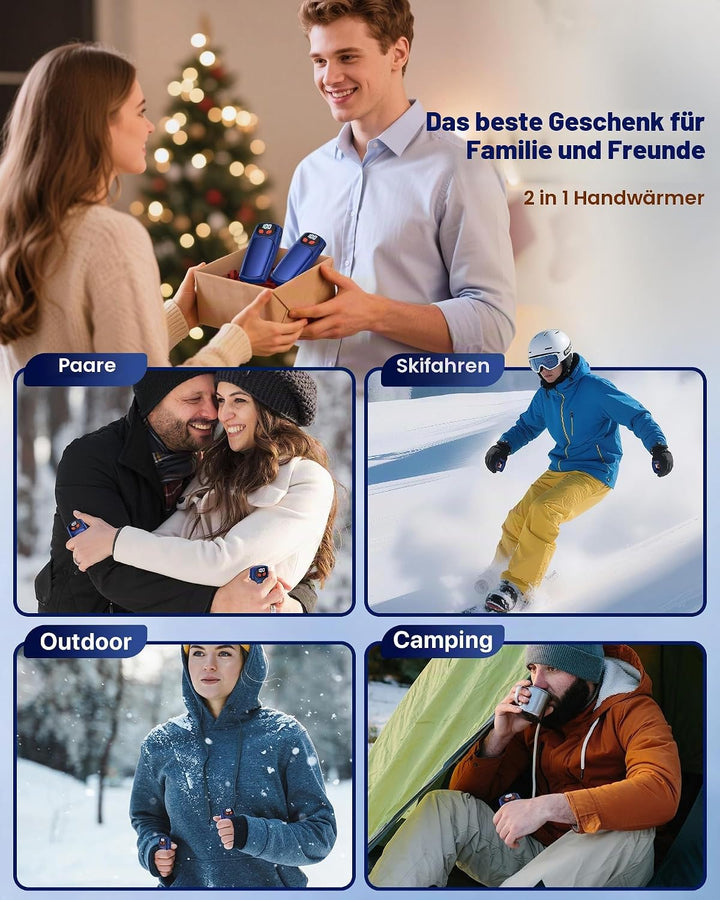 Handwärmer Elektrisch 2er-Pack, LED-Anzeige &amp; 5 Heizstufen, USB-C Taschenwärmer, Ideal für Golf, Cam