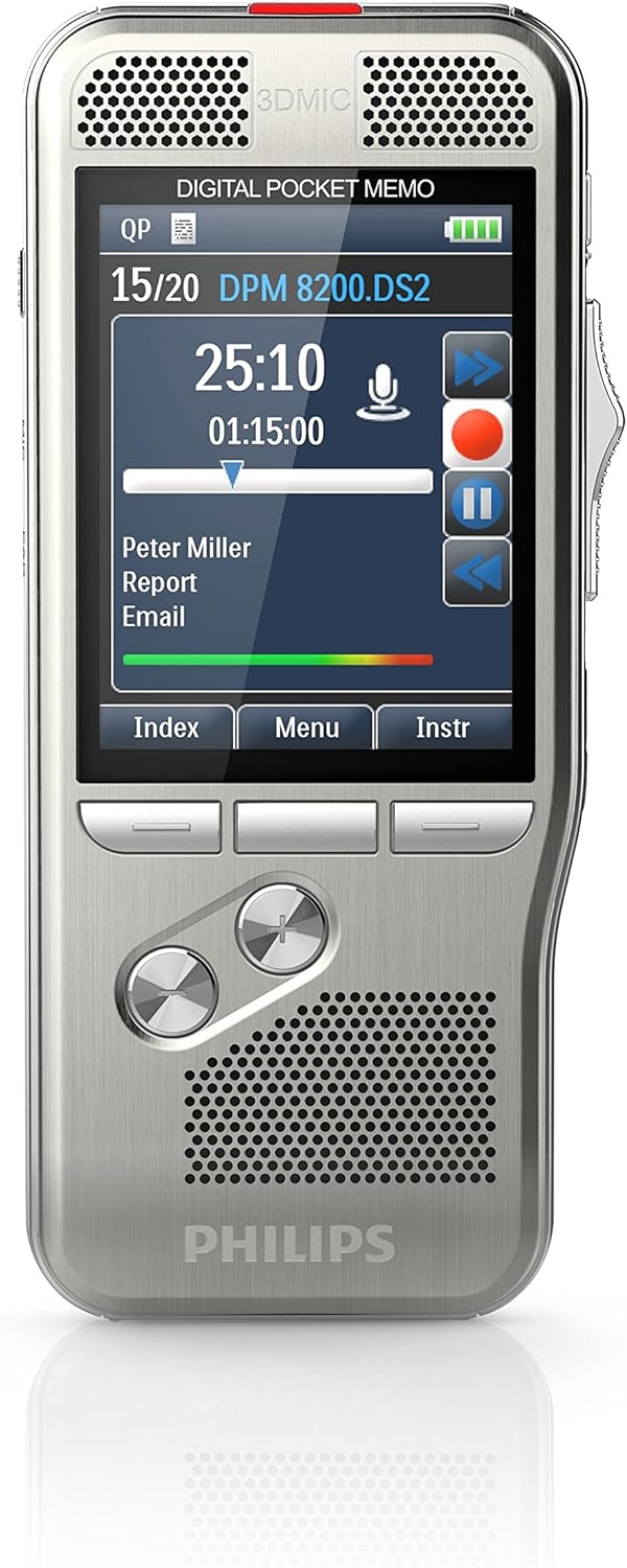 Philips Pocket Memo Diktiergerät DPM8000 mit internationalem Schiebeschalter alte Software Version 0