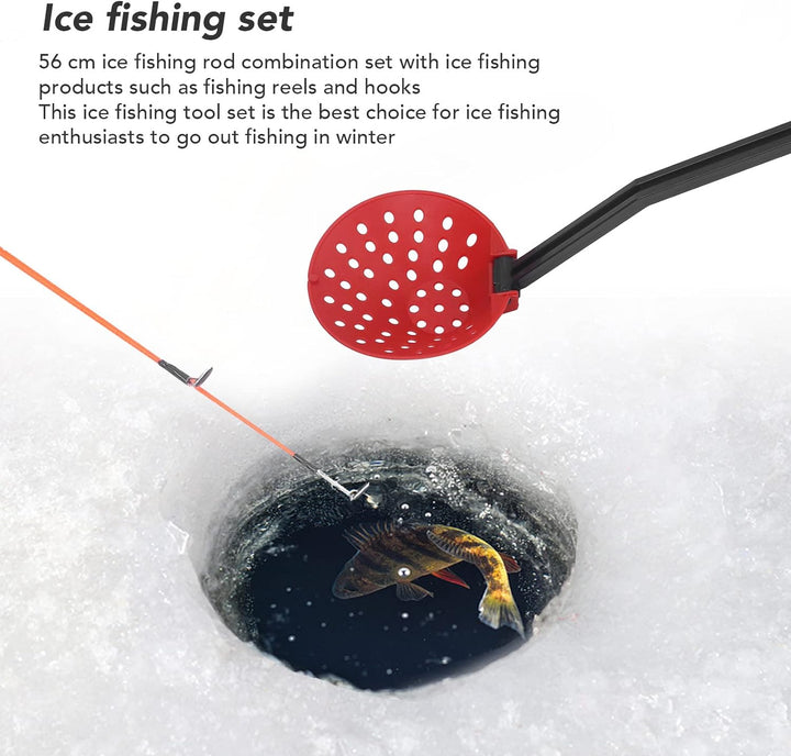 SUNGOOYUE Eisangelrute, Winterangelrolle Rutenhaken Combo mit Angelschnur Zum Angeln Im Freien