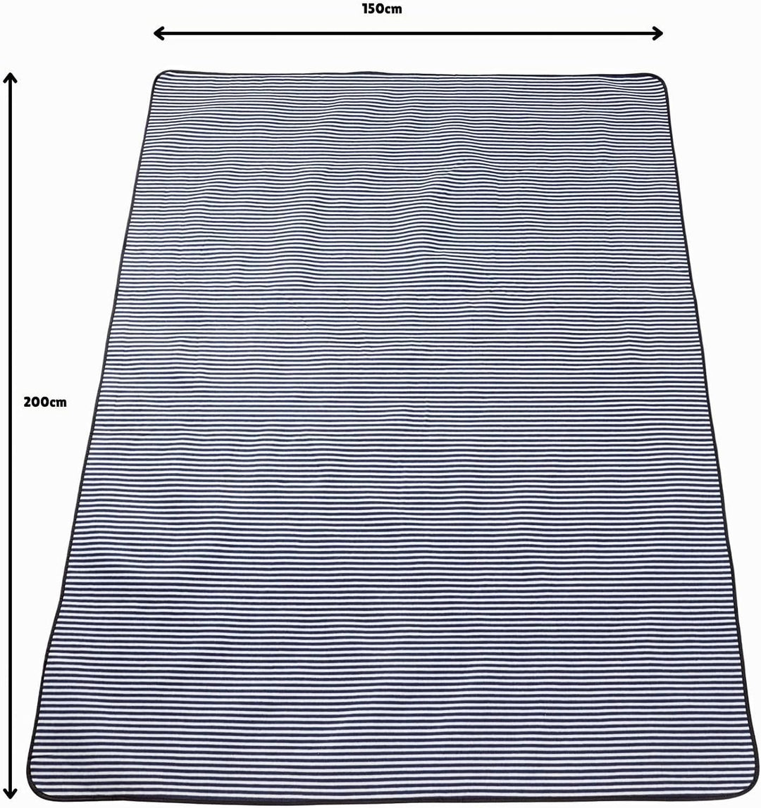 Haus Projekt Picknickdecke Wasserdich Marineblau Gestreifte, Weiche 200 x 150cm Stranddecke, Outdoor