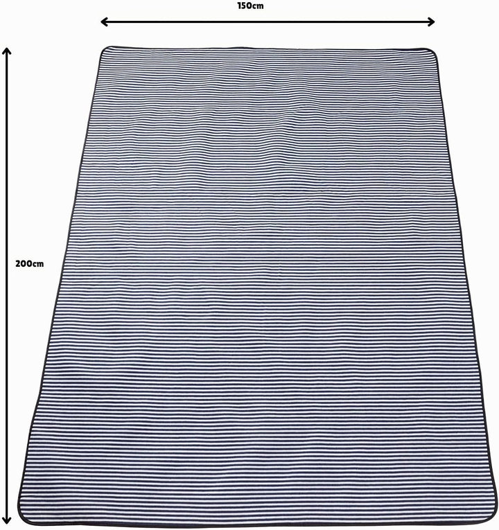 Haus Projekt Picknickdecke Wasserdich Marineblau Gestreifte, Weiche 200 x 150cm Stranddecke, Outdoor
