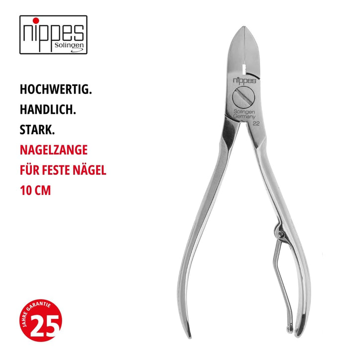 nippes Solingen Nagelzange für starke Fussnägel, 10 cm, Vernickelter Stahl, Profi Nagelzange für die