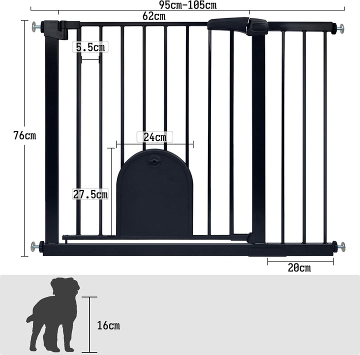 Aufun Treppenschutzgitter Türschutzgitter Kinder ohne Bohren, für 95-105 cm breit, Türgitter mit Dru