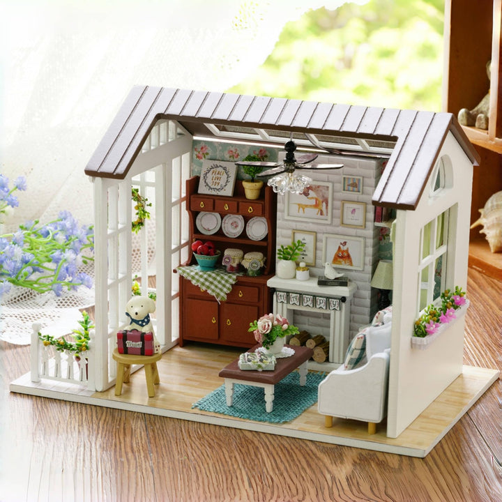 CUTEROOM DIY Puppenhaus aus Holz, Handcraft, Miniatur Kit-Salon, Modell und Möbel, Zeigen Fotos und