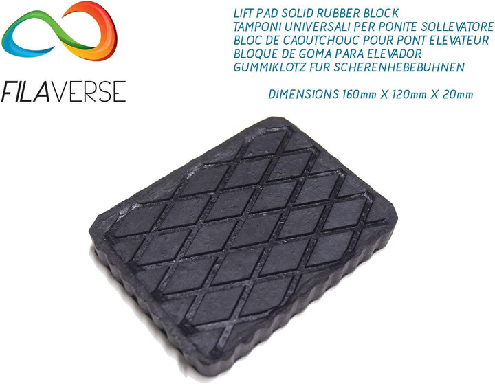 Gummiauflage 160x120x20mm - KIT mit 4 gummiklotz für Kfz Hebebühnen. Abmessungen des Gummiklotzes E1
