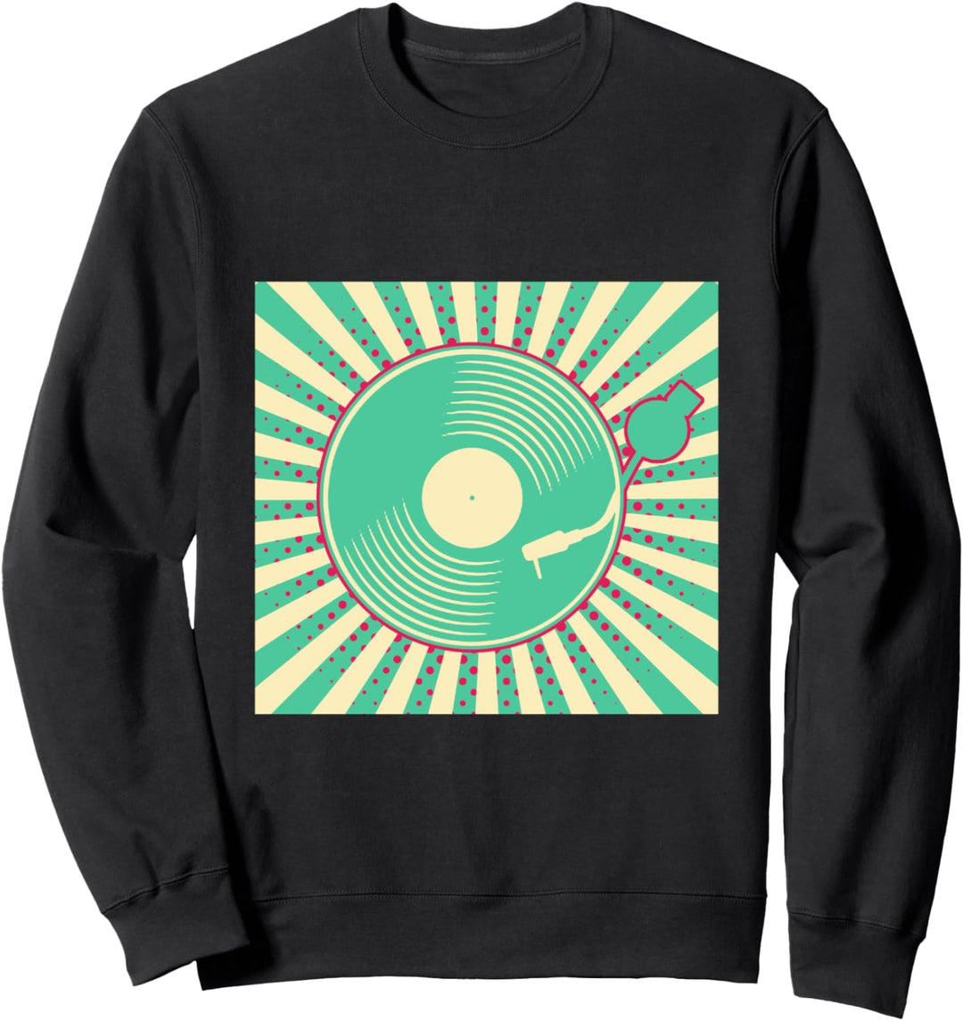 Vinyl Schallplatte Retro Vintage Plattenspieler Geschenk Sweatshirt