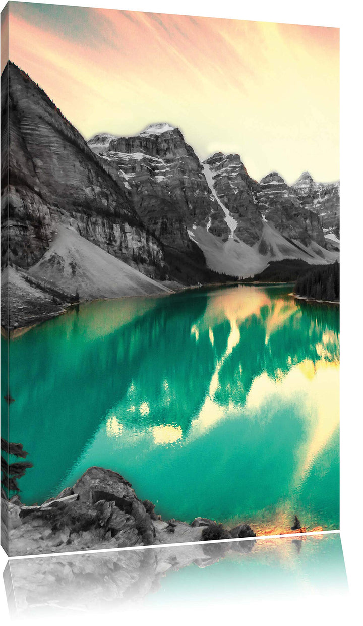 Pixxprint prachtvoller Moraine Lake in Canada als Leinwandbild/Grösse: 100x70 cm/Wandbild/Kunstdruck