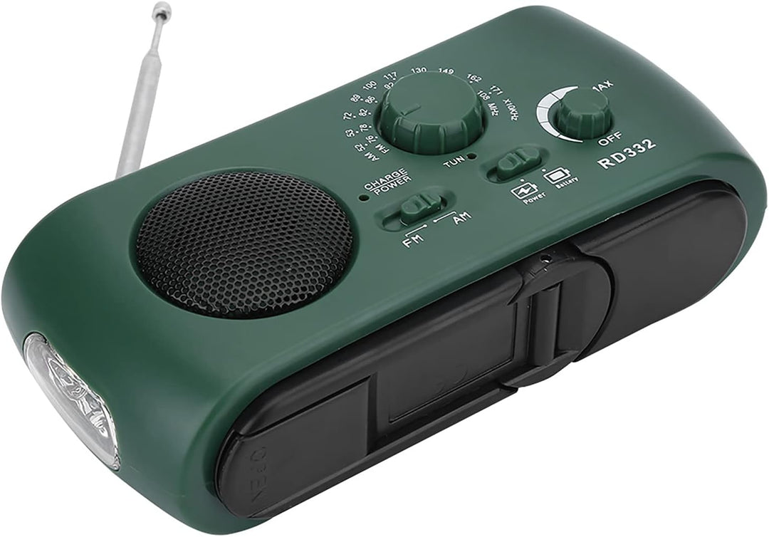 Fafeicy Handkurbel Solar Taschenlampe Notfallradio mit AM/FM NOAA Wetteralarm USB-Ladegerät 3-LED Ta