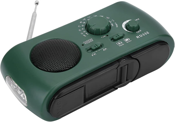 Fafeicy Handkurbel Solar Taschenlampe Notfallradio mit AM/FM NOAA Wetteralarm USB-Ladegerät 3-LED Ta