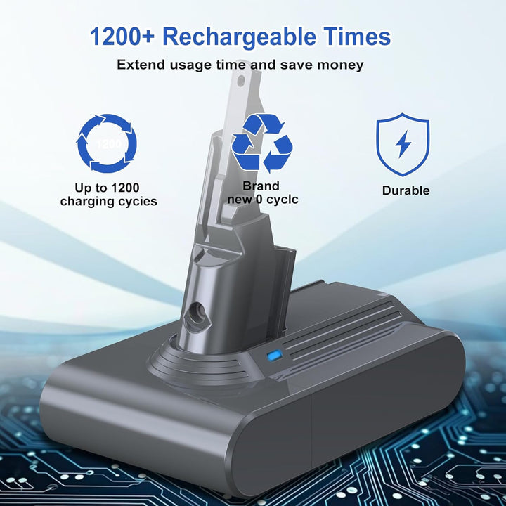 7000mAh Ultra-Hochleistungs V7 Akku, Ersatzakku für Dyson SV11 Motorhead Animal Trigger Mattress All