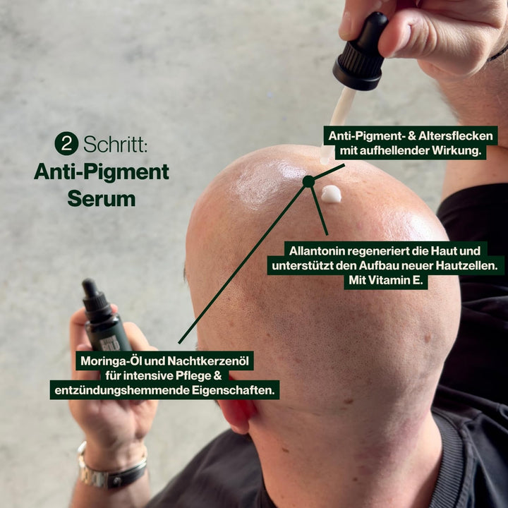 BETTER BE BOLD „VIP" Glatzenpflege-Routine (0-3mm) | Mattierende Glatzencreme (0-3mm) + Anti-Pigment