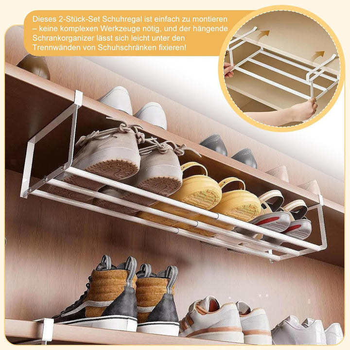 2 Stück Unterregal Hängekorb Ausziehbar - 40-70cm Verstellbares Hängendes Schuhregal Organizer im Sc